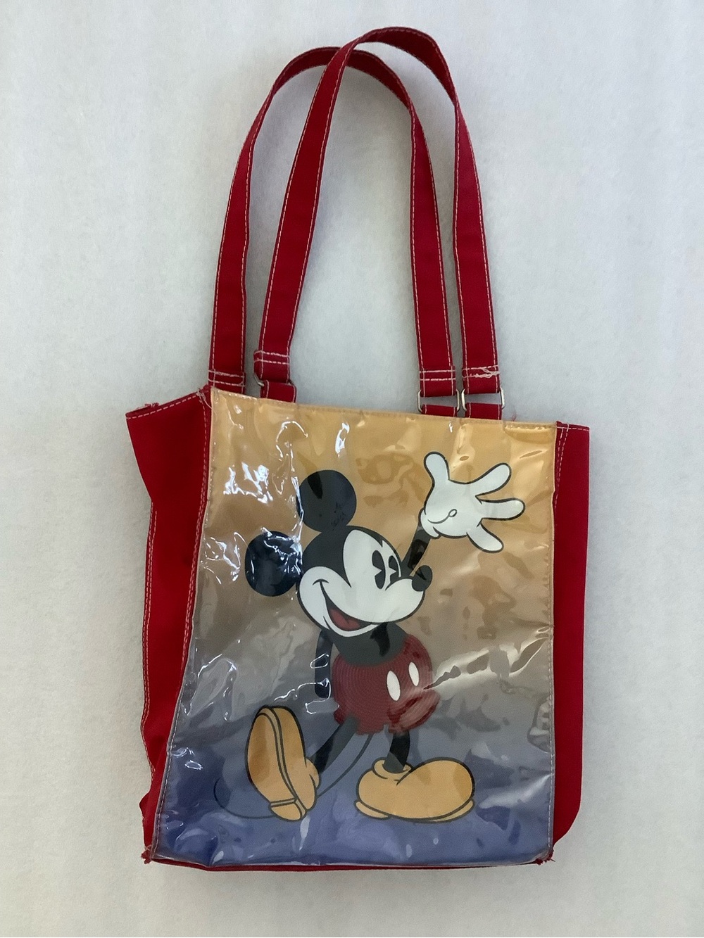 Disney Red Tote Bag with Mickey Mouse Clear Front Panel
